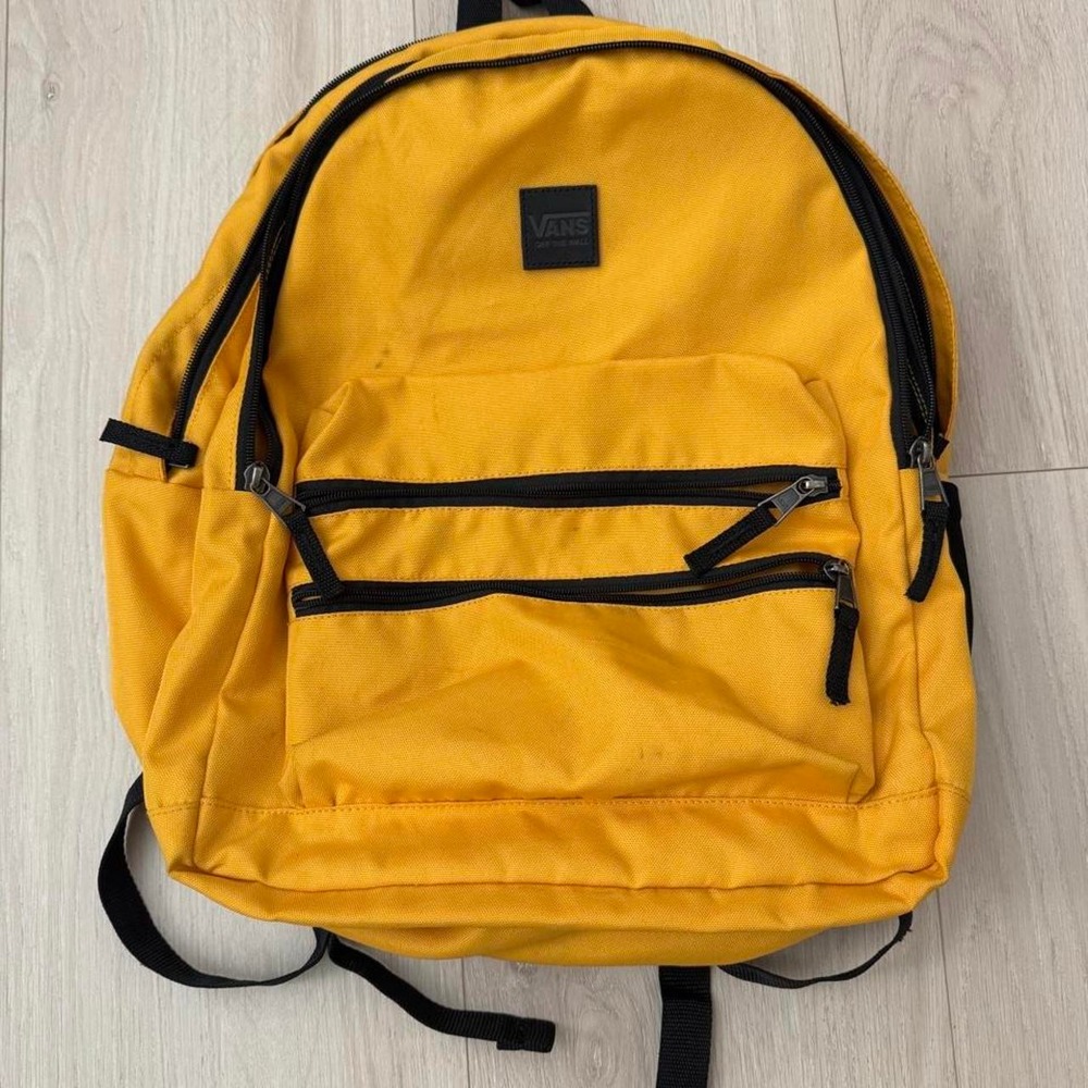 Vans Off The Wall Yellow Backpack Black Accents Streetwear Skate Bag